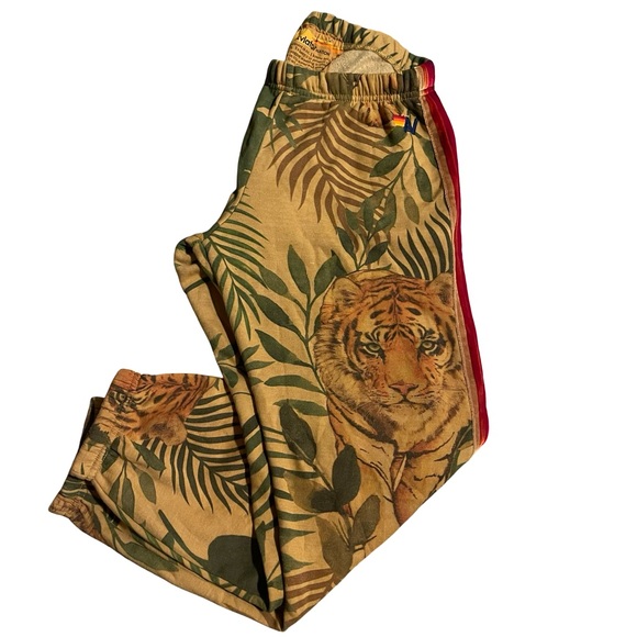 Aviator Nation Jungle Tiger Print Joggers with velvet Stripes size L EXCELLENT - Picture 3 of 5
